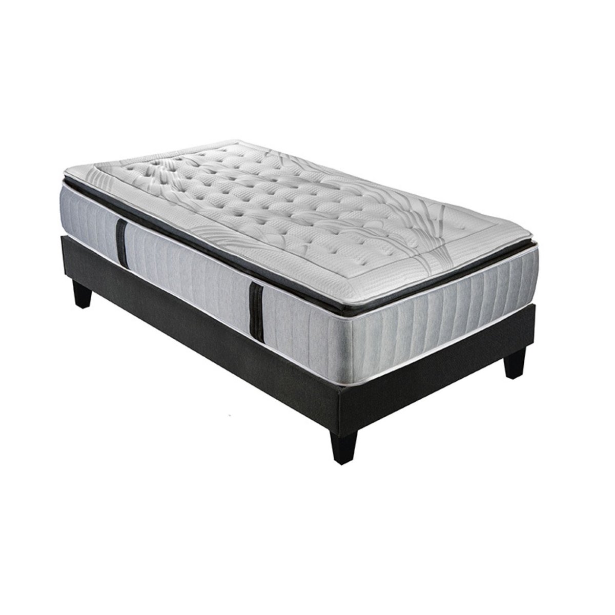Ensemble Matelas Ressorts ensachés + Sommier Bois PHIGALIE blanc, OLYMPE LITERIE