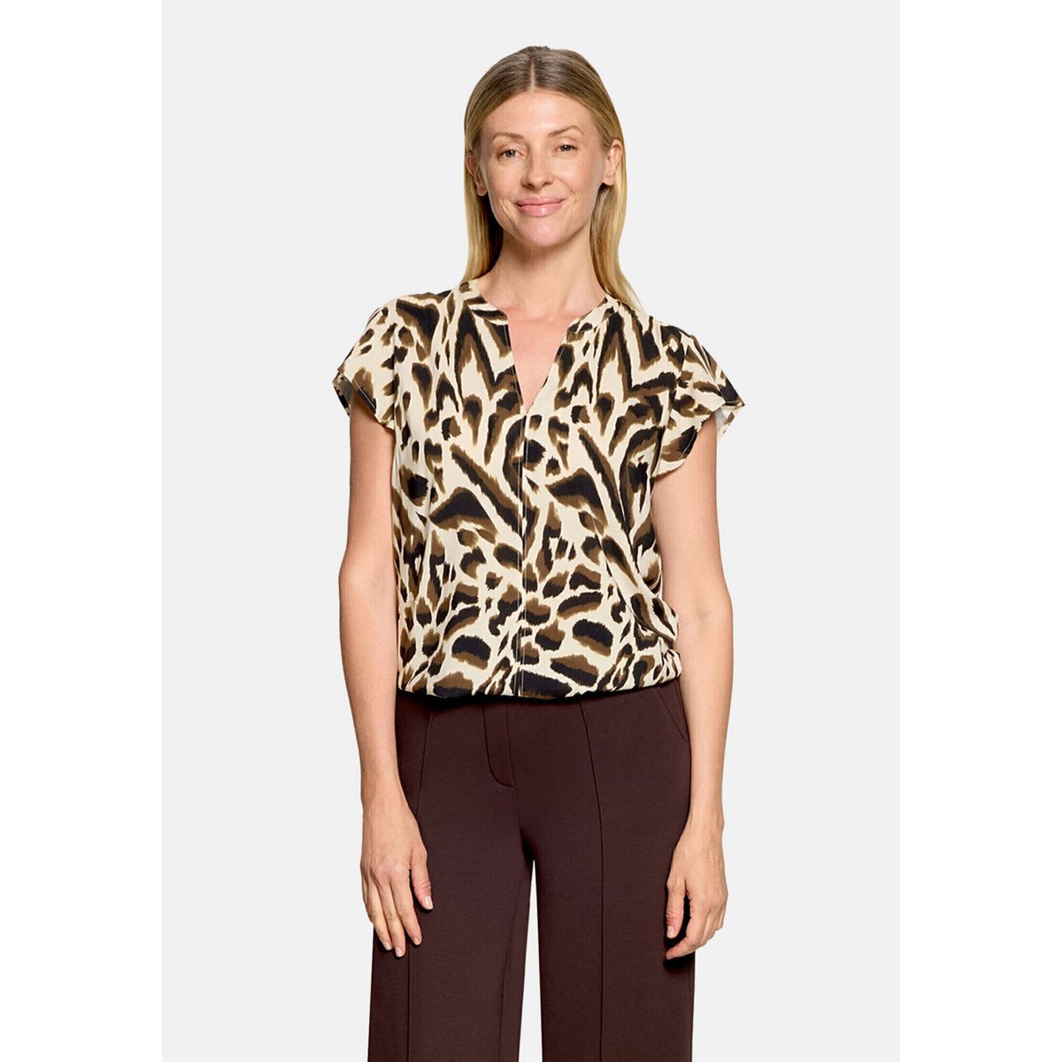 T-shirt façon blouse à volant nature/khaki, CARTOON