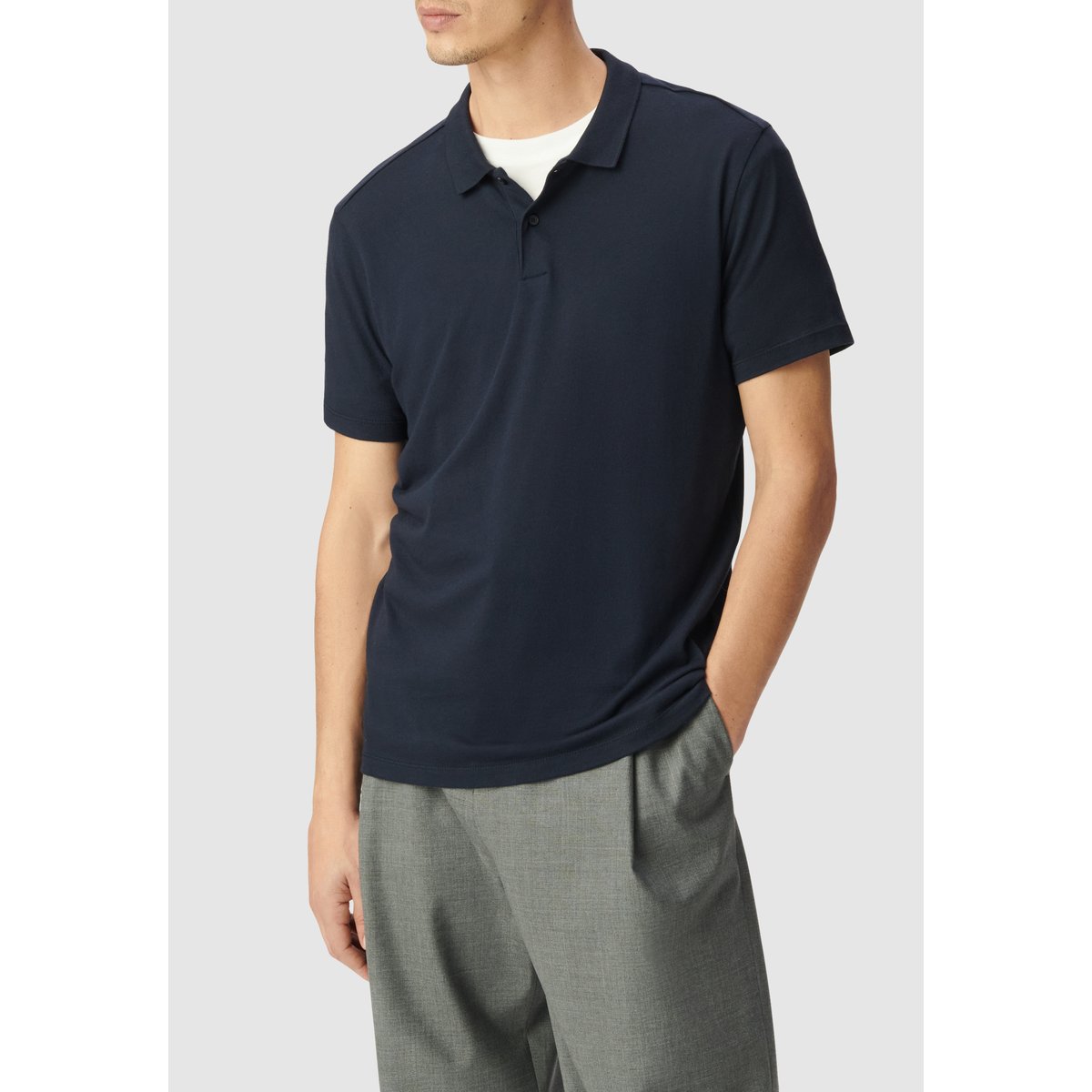 Polo en coton modal bleu marine, IKKS