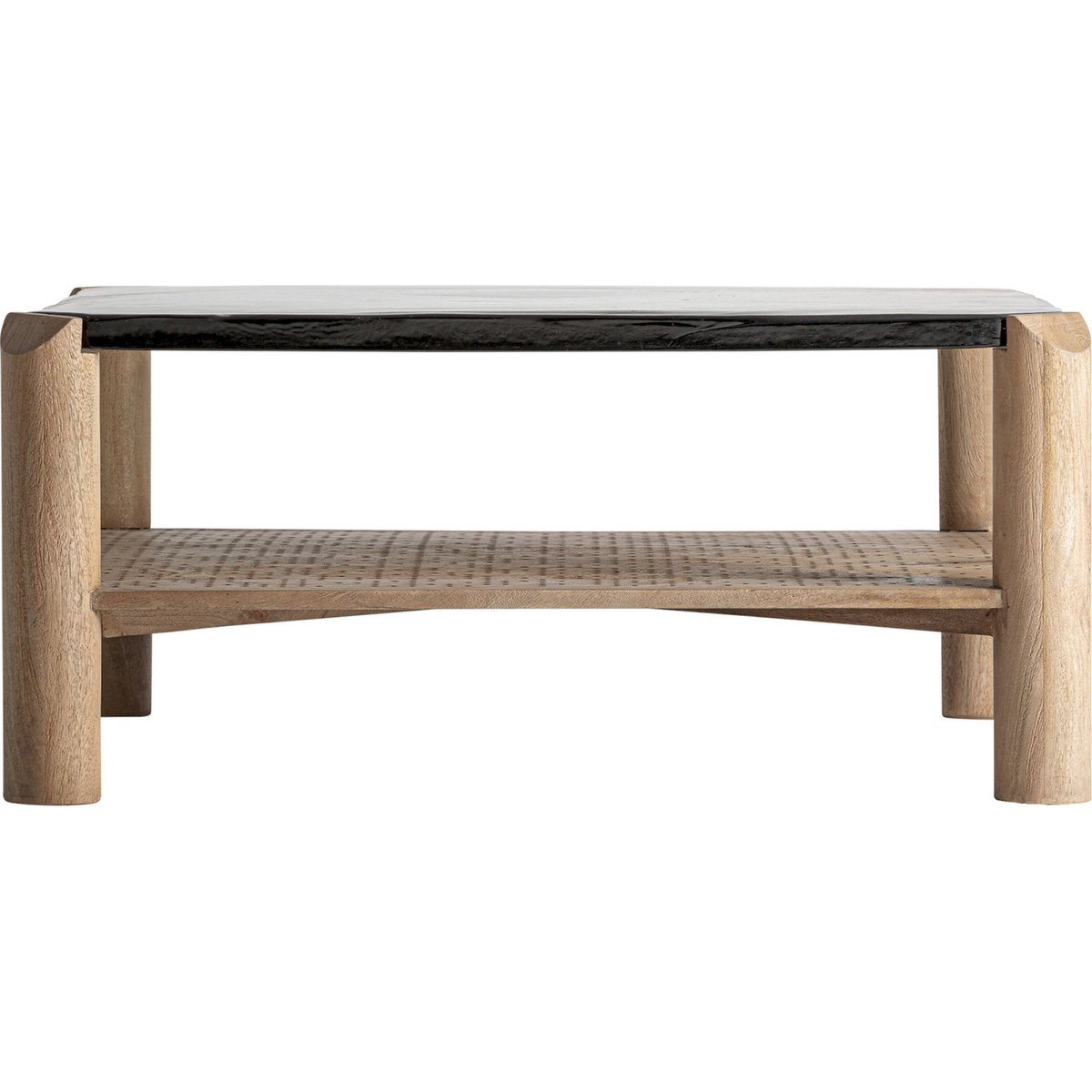 Table basse bois et verre S.JACQUARD marron et transparent, RECOLLECTION