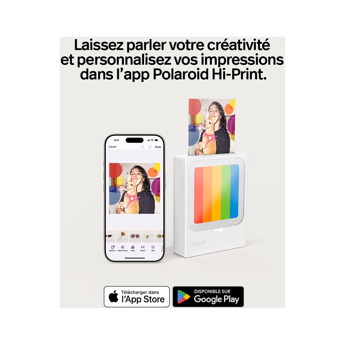 Imprimante photo portable Polaroid Hi Print 3x3 Pocket Photo Print couleur unique, POLAROID