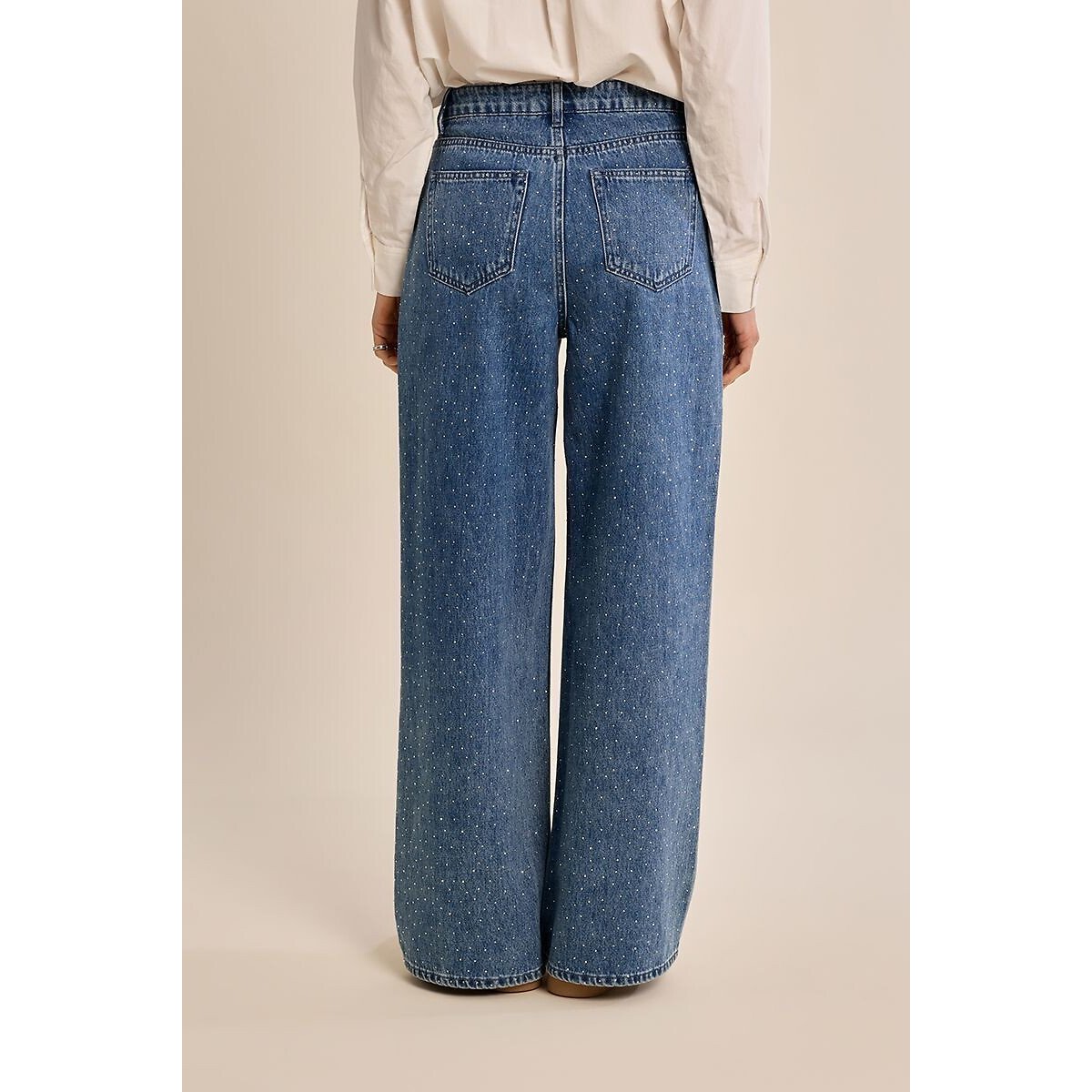 Jean large à sequins denim bleu, MOLLY BRACKEN