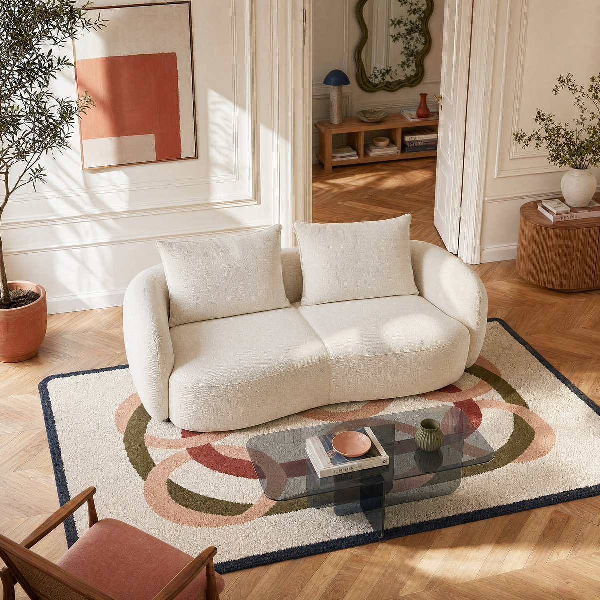 Canapé en tissu garni de plumes CAPRI beige, HABITAT