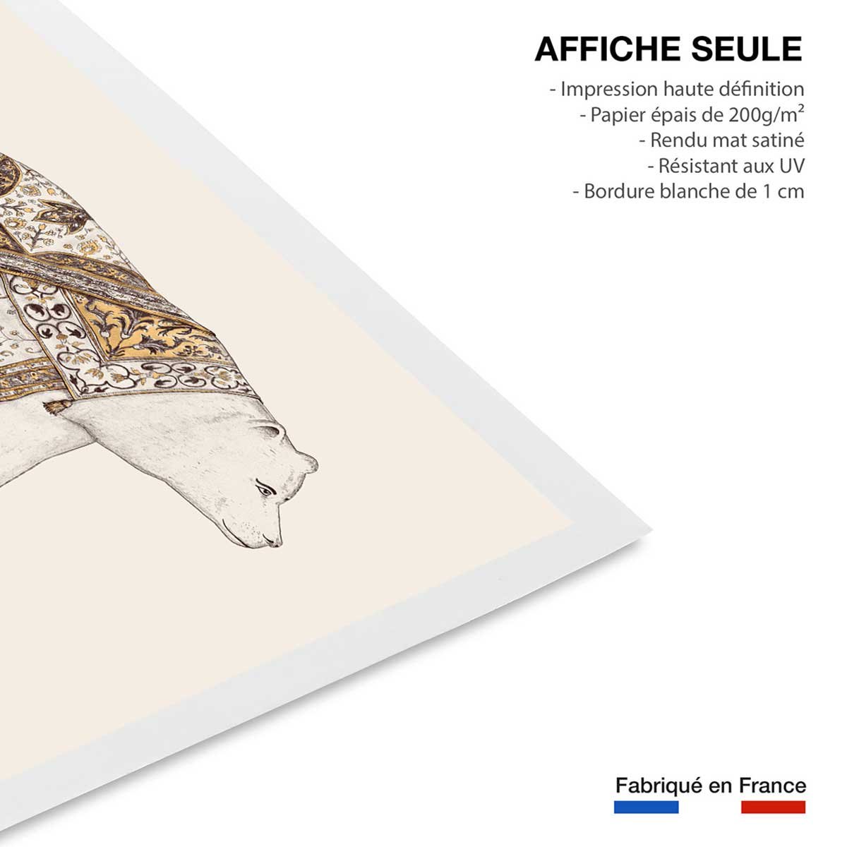 Affiche enfant ourse blanche affiche seule, HEXOA