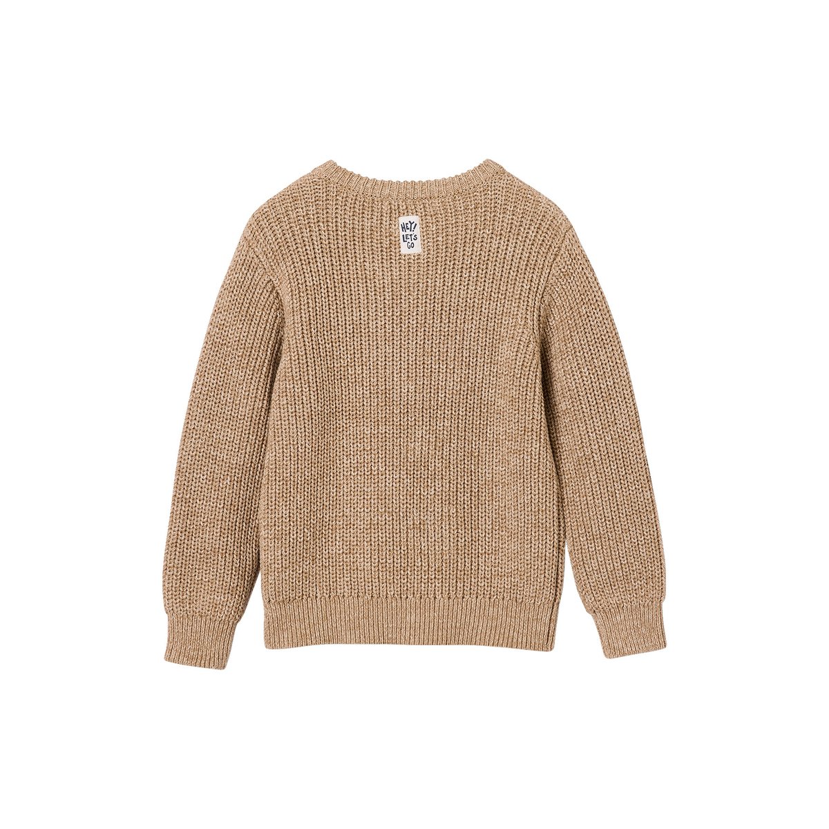 Pull col rond beige chiné, VERTBAUDET