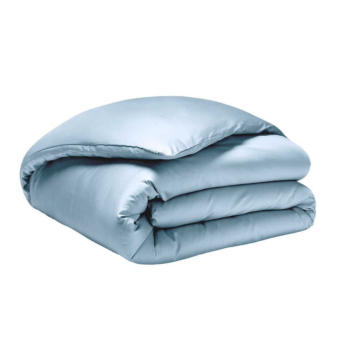 Parure de lit unie en satin de coton bio, taies rectangles, TEOPHILE bleu baltique, ALEXANDRE TURPAULT