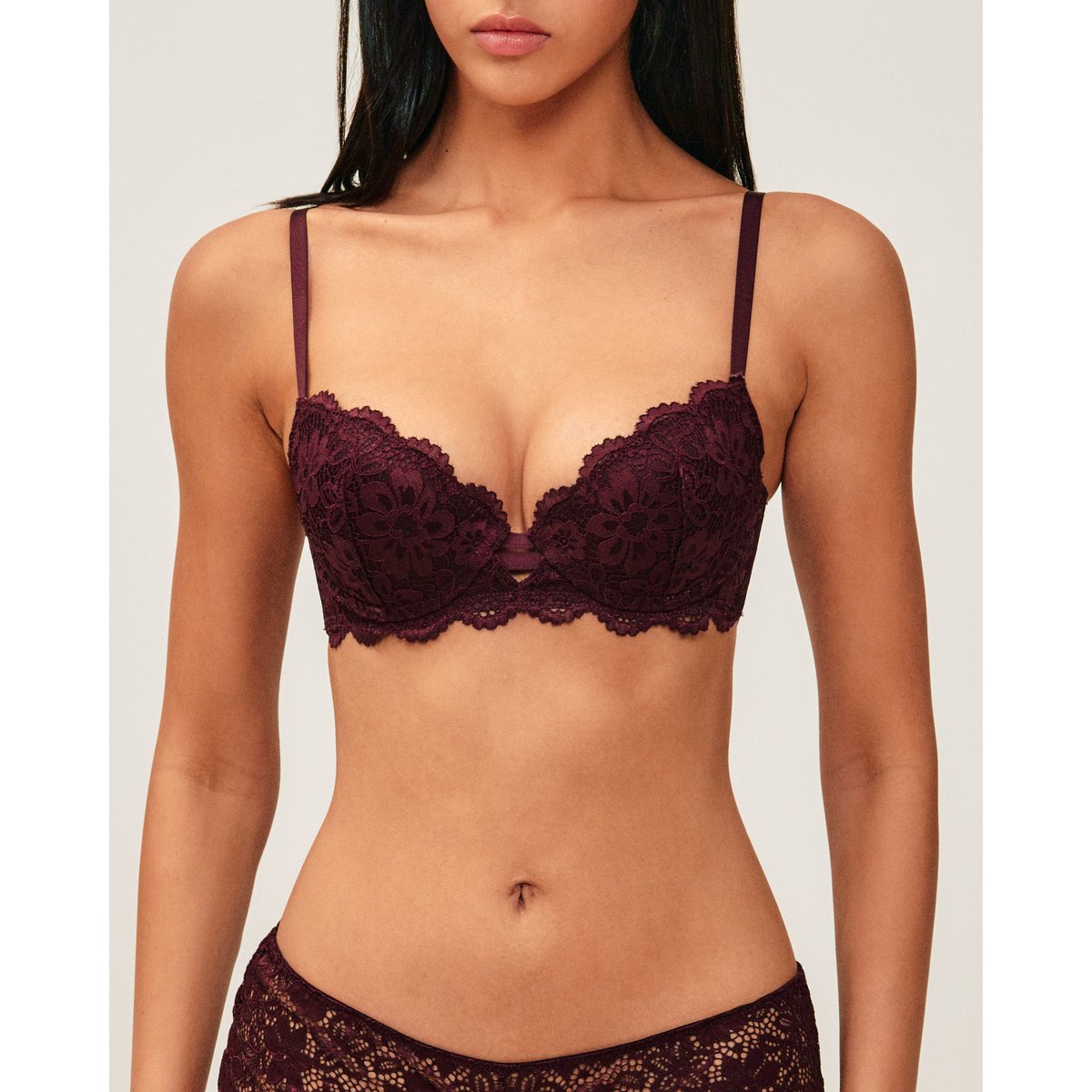 Soutien-gorge push-up en dentelle florale FAVORIZ marron, UNDIZ