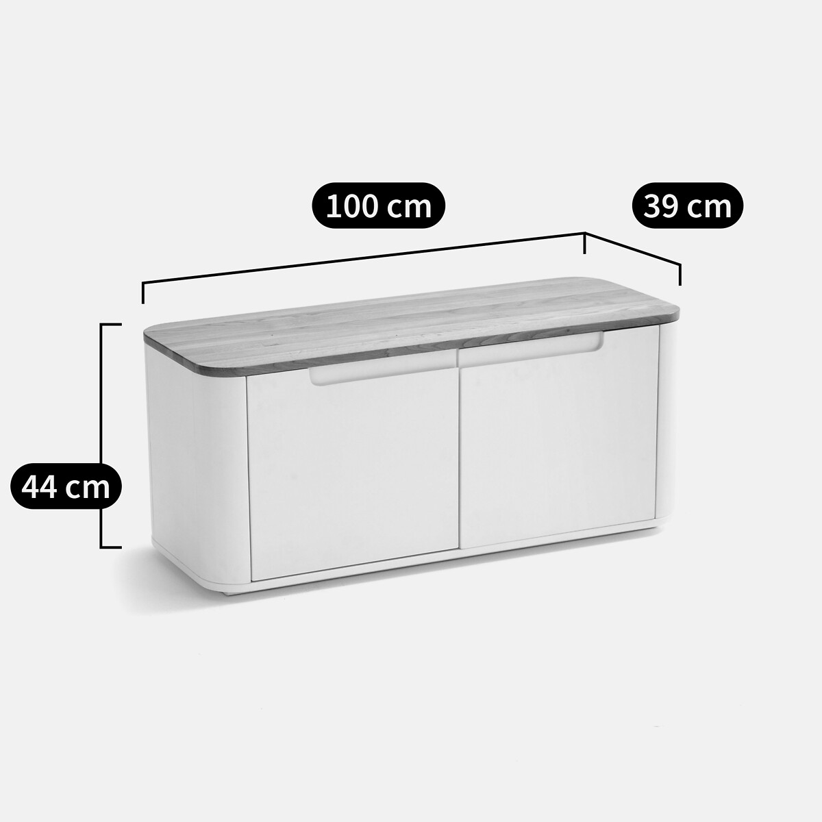 Banc à chaussures, 2 portes, plateau en chêne et laque, STOLICO blanc, LA REDOUTE INTERIEURS