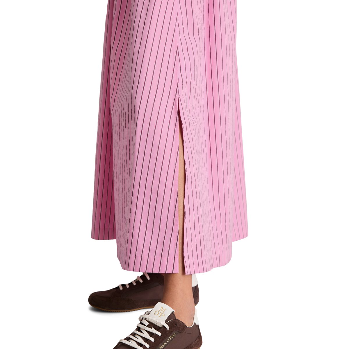 Jupe rayée régulière en mélange Organic Cotton Lyocell rose, MARC O’POLO DENIM