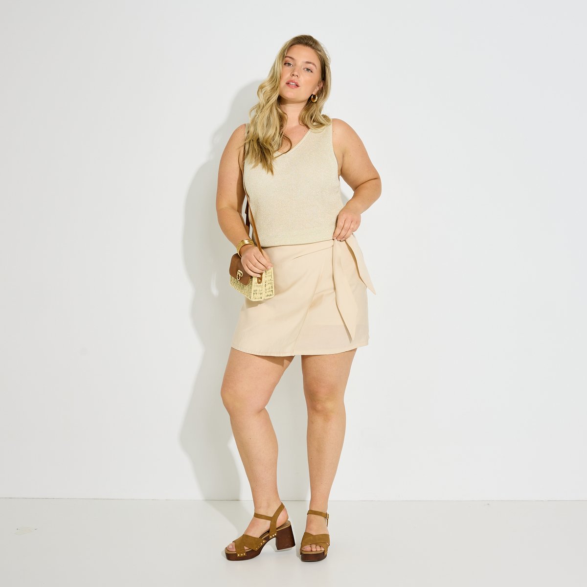 Débardeur maille côtelée beige, GRAIN DE MALICE