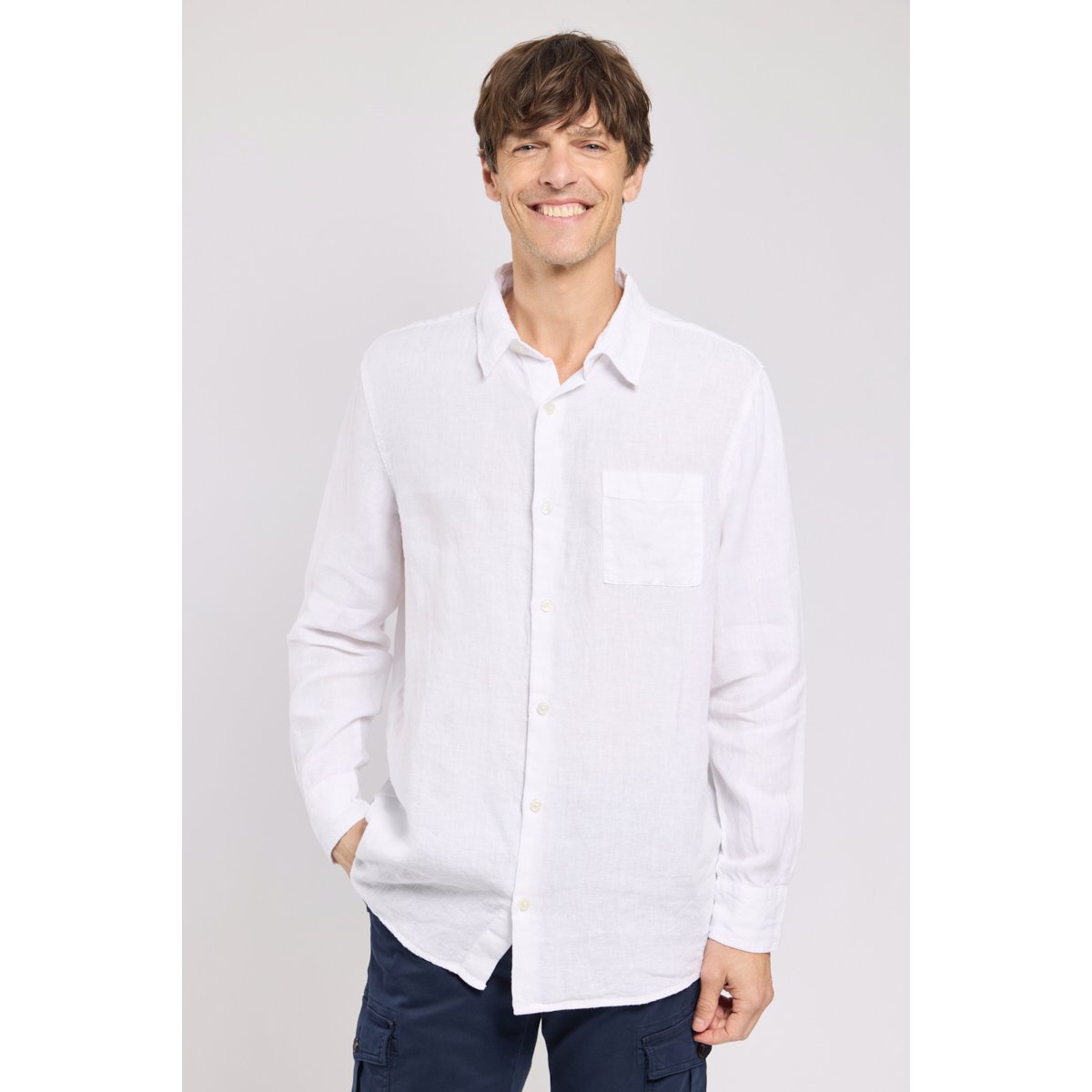 Chemise coupe confort - lin blanc, ARMOR-LUX
