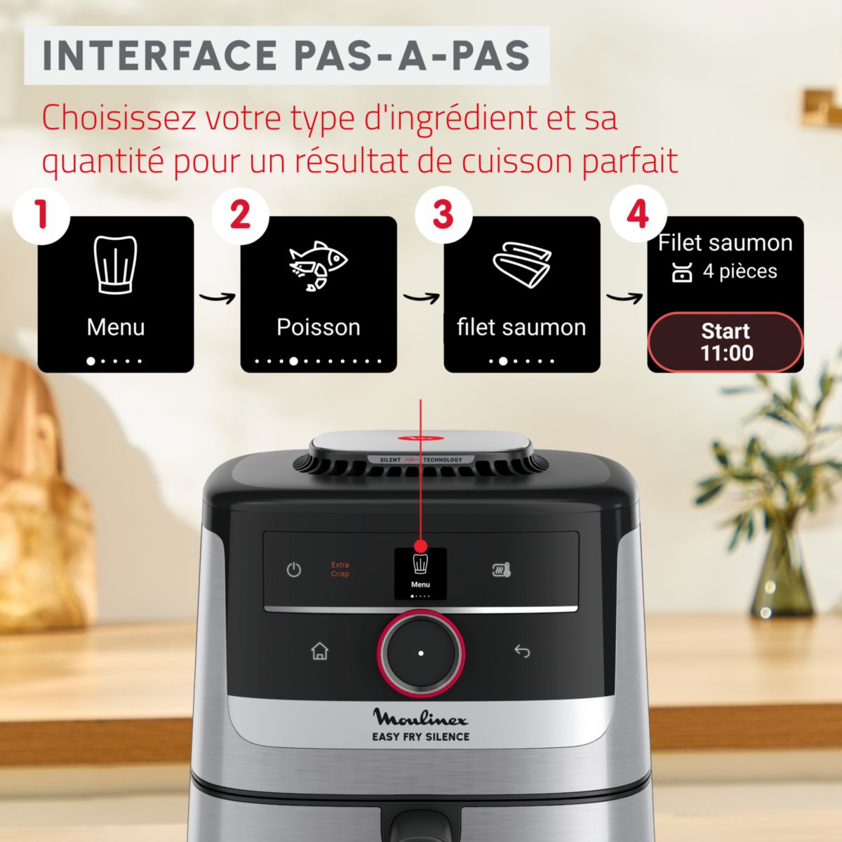 Friteuse sans huile Easy Fry Silence Smart 5L EZ572DF0 couleur unique, MOULINEX