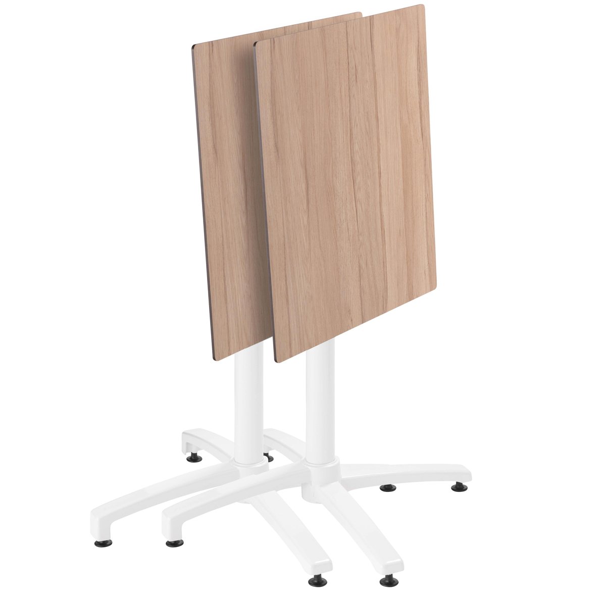 Table 60x60 cm inclinable stratifiée avec pied blanc et chaises en métal, OPERA blanc, OVIALA
