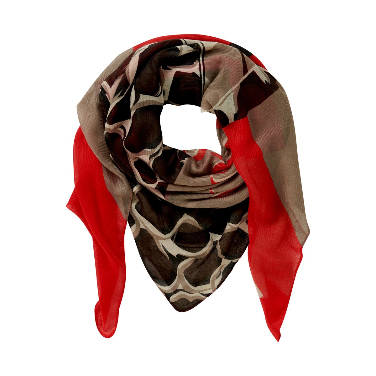 Foulard à impression taupe/rouge, BETTY BARCLAY