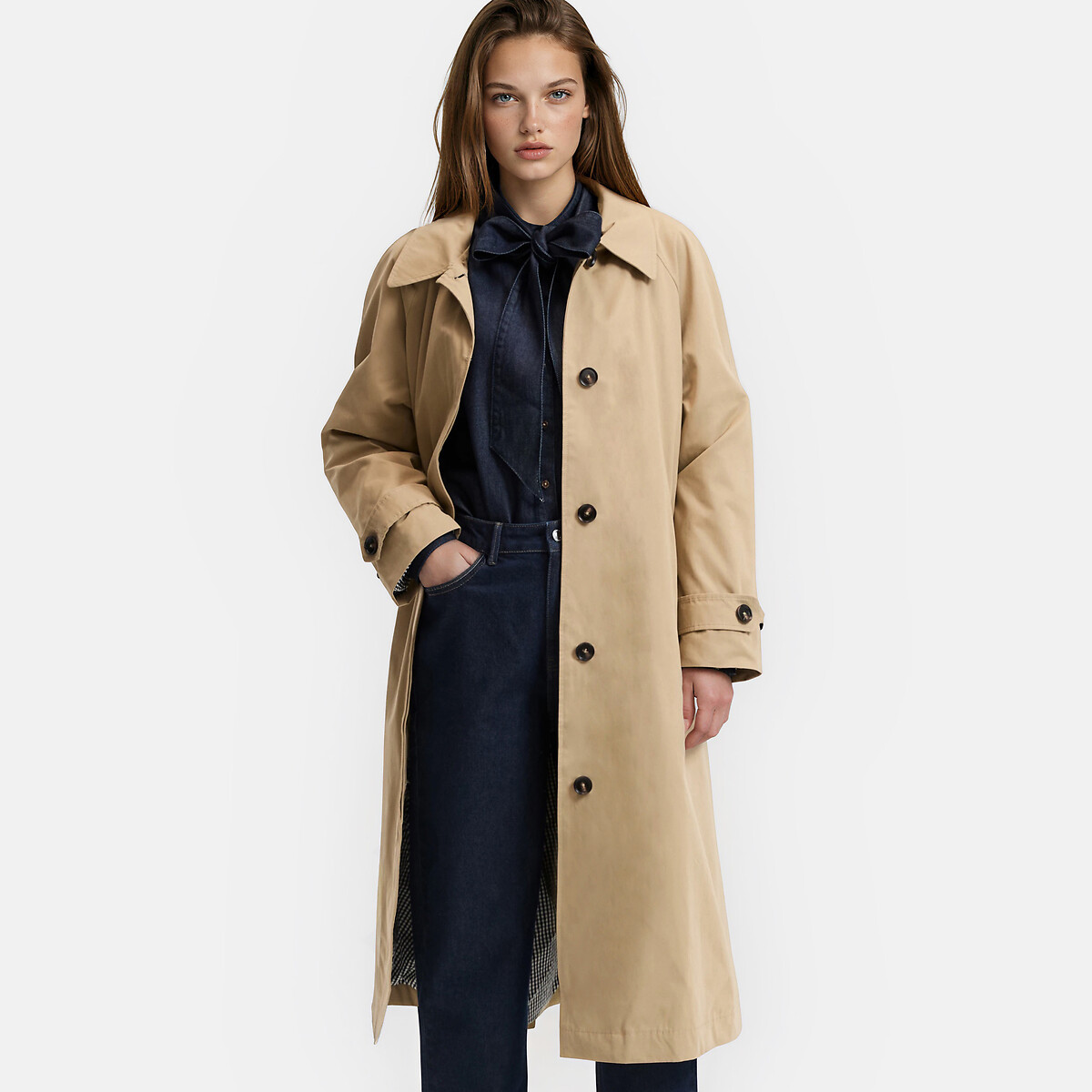 Signatures Maurice Oversize Trench Coat with Button Fastening beige, LA REDOUTE COLLECTIONS