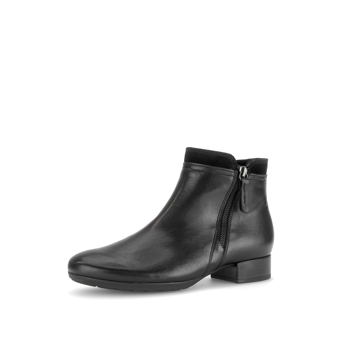 Bottines en cuir lisse à talon décroché noir, GABOR
