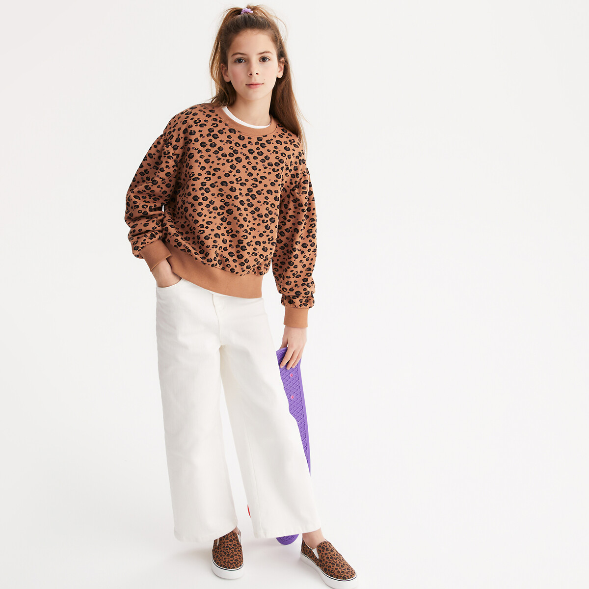Felpa con stampa animalier 18 mesi-14 anni fantasia leopardata, LA REDOUTE COLLECTIONS