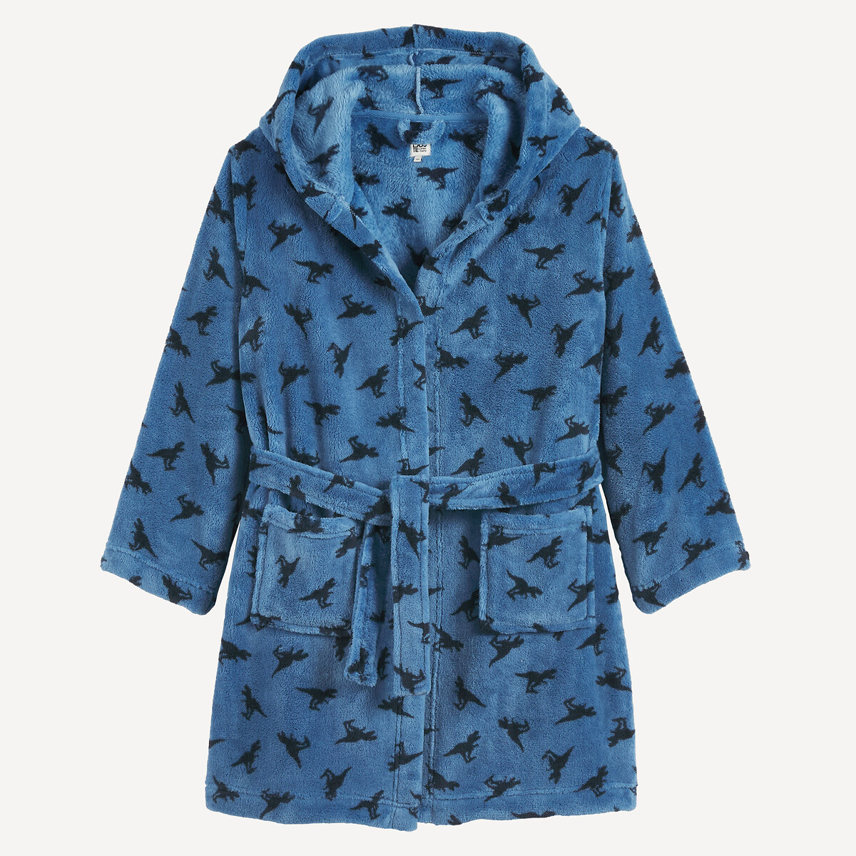 Roupão com capuz em tecido polar, com motivo de dinossauros azul, LA REDOUTE COLLECTIONS