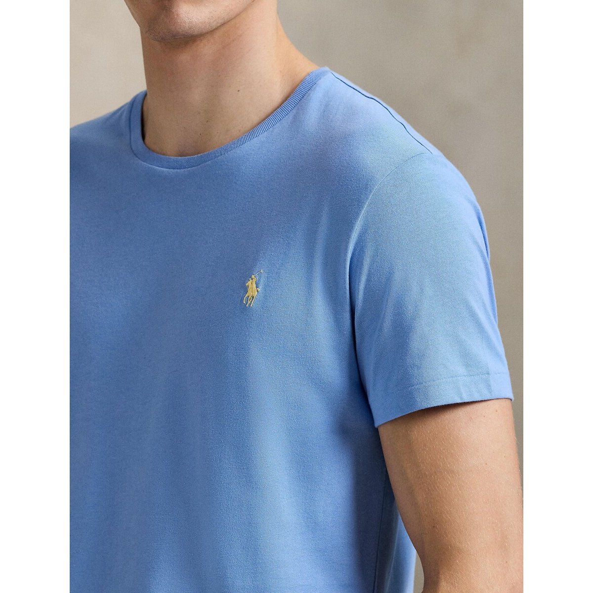 T-shirt à col rond Custom Slim Fit bleu, POLO RALPH LAUREN
