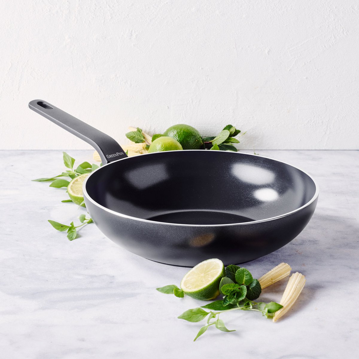 Wok 28 cm aluminium revêtement céramique-Essence noir, GREENPAN