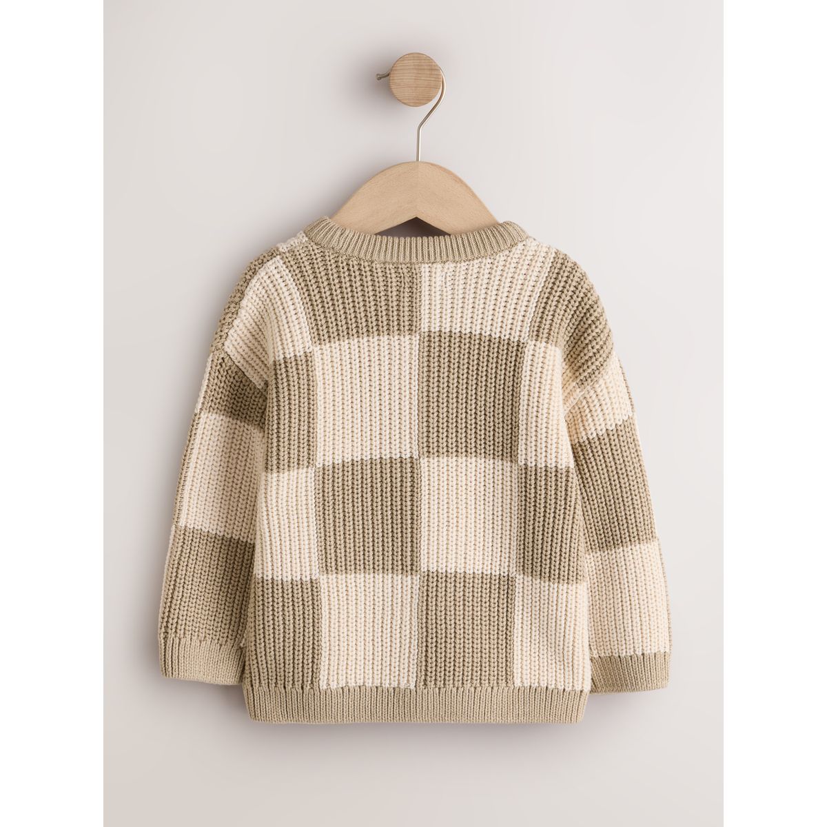 Pull ras du cou en maille damier neutre, NEXT
