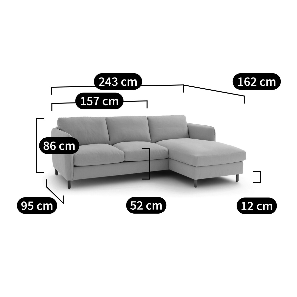 Canapé d'angle convertible, 4 places, en coton et polyester, LOMÉO bleu nuit, LA REDOUTE INTERIEURS
