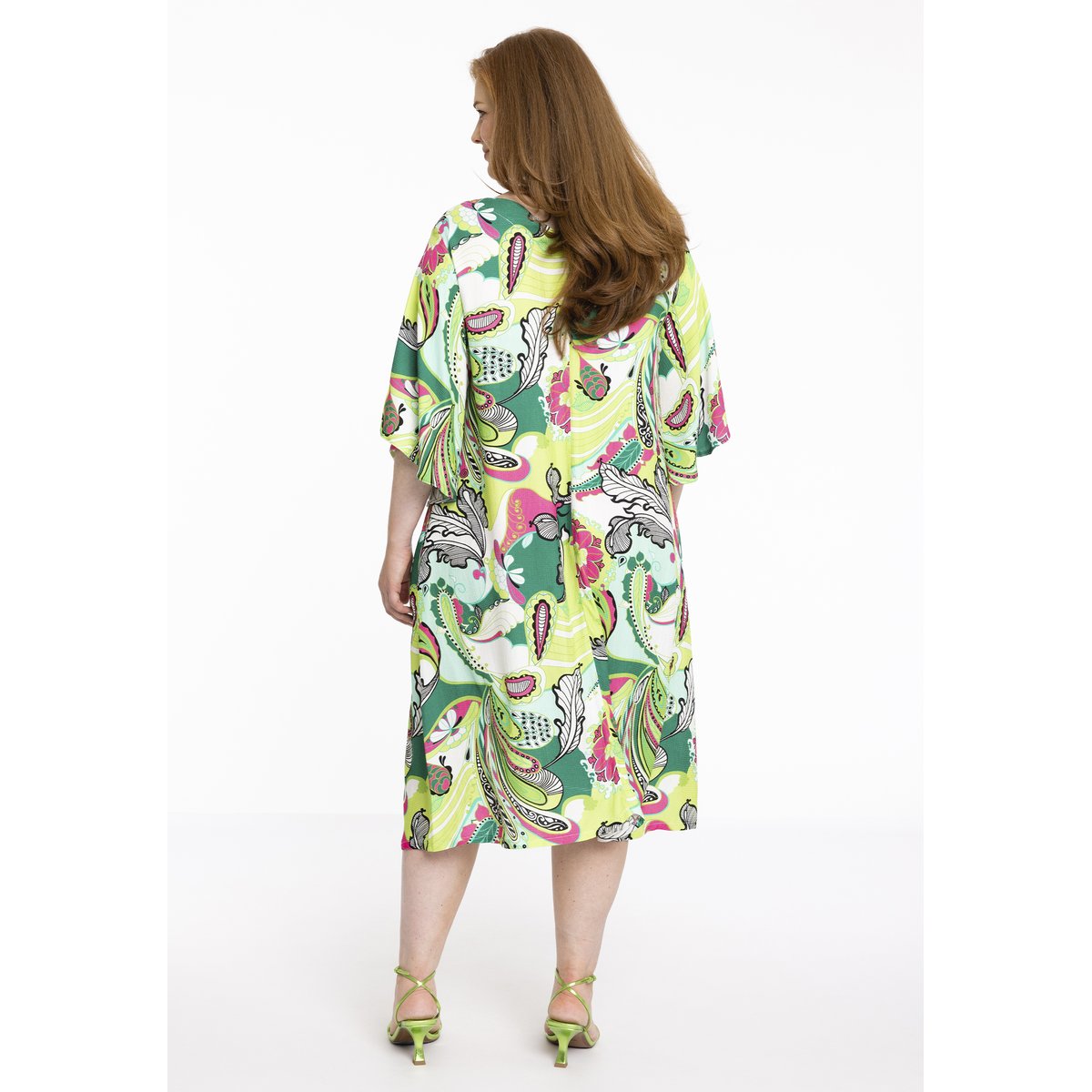 Robe manches larges vert vif, YOEK