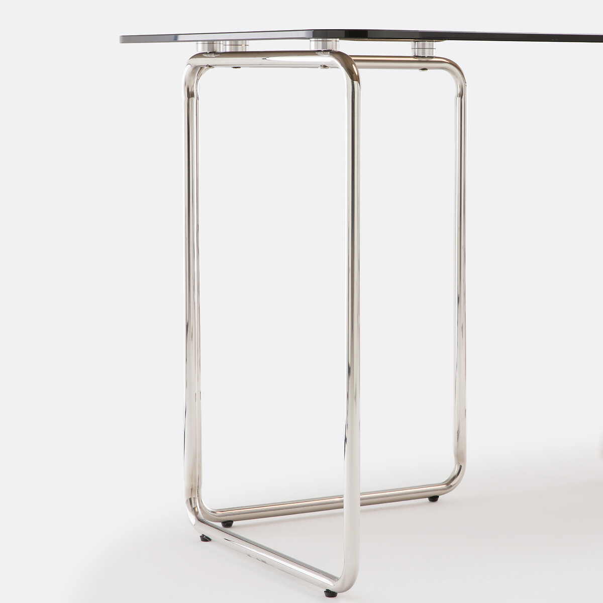 Bureau en verre et acier chromé, Socer verre fumé, LA REDOUTE INTERIEURS