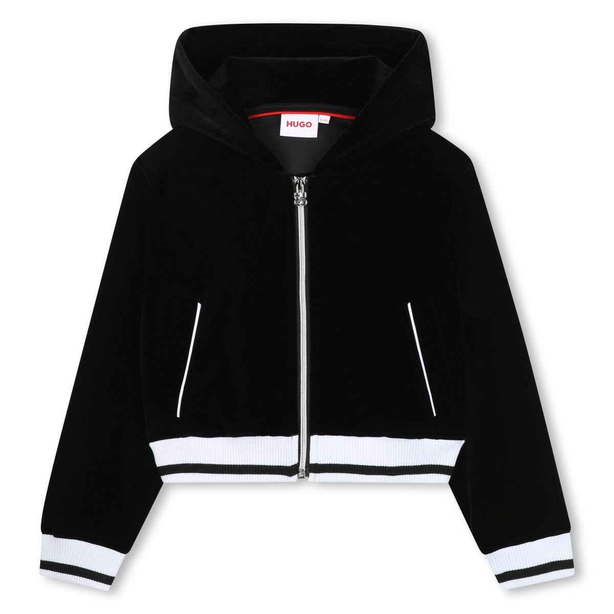 Cardigan con cappuccio black, HUGO KIDSWEAR