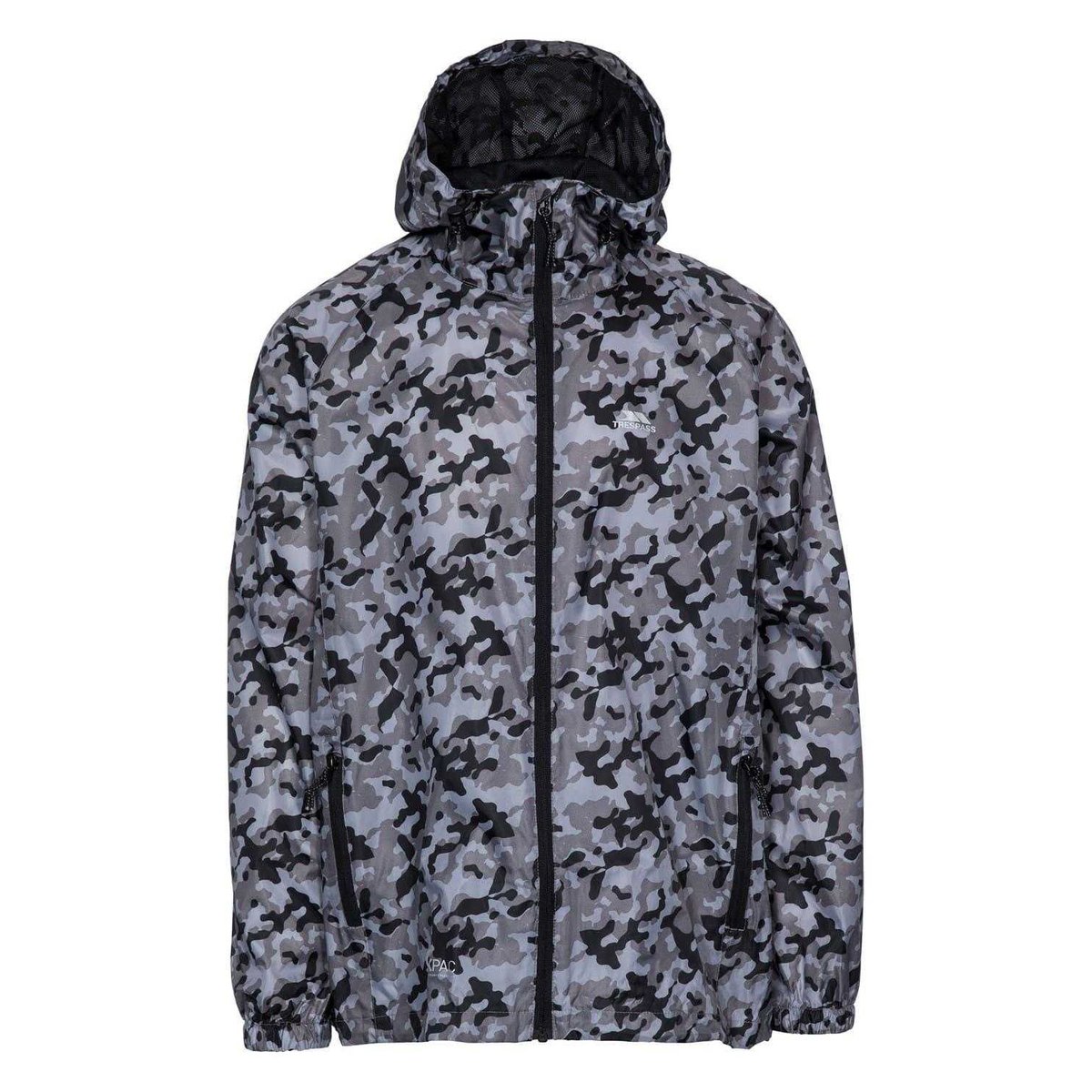 Veste imperméable pliable à capuche motif/style camouflage QIKPAC gris, TRESPASS
