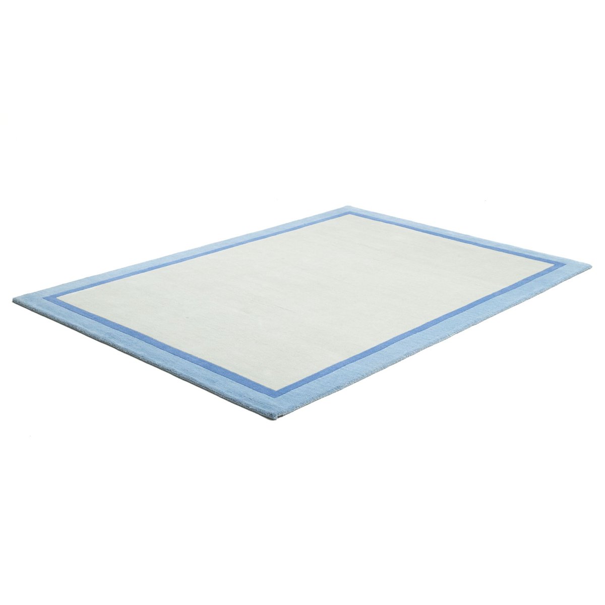 Tapis noué à la main en laine vierge et viscose bleu & beige, THEKO
