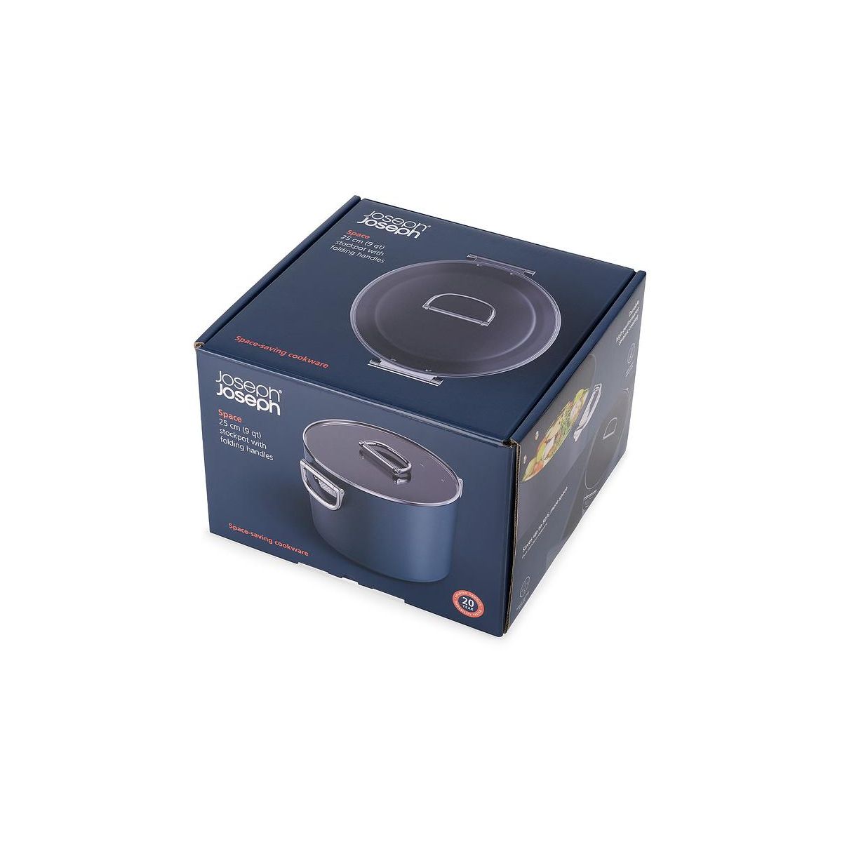 Marmite Space de 25 cm 8 litres avec couvercle bleu, JOSEPH JOSEPH