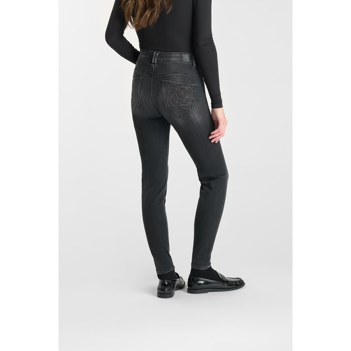 Jeans push-up slim taille haute PULP, 7/8ème black, LE TEMPS DES CERISES