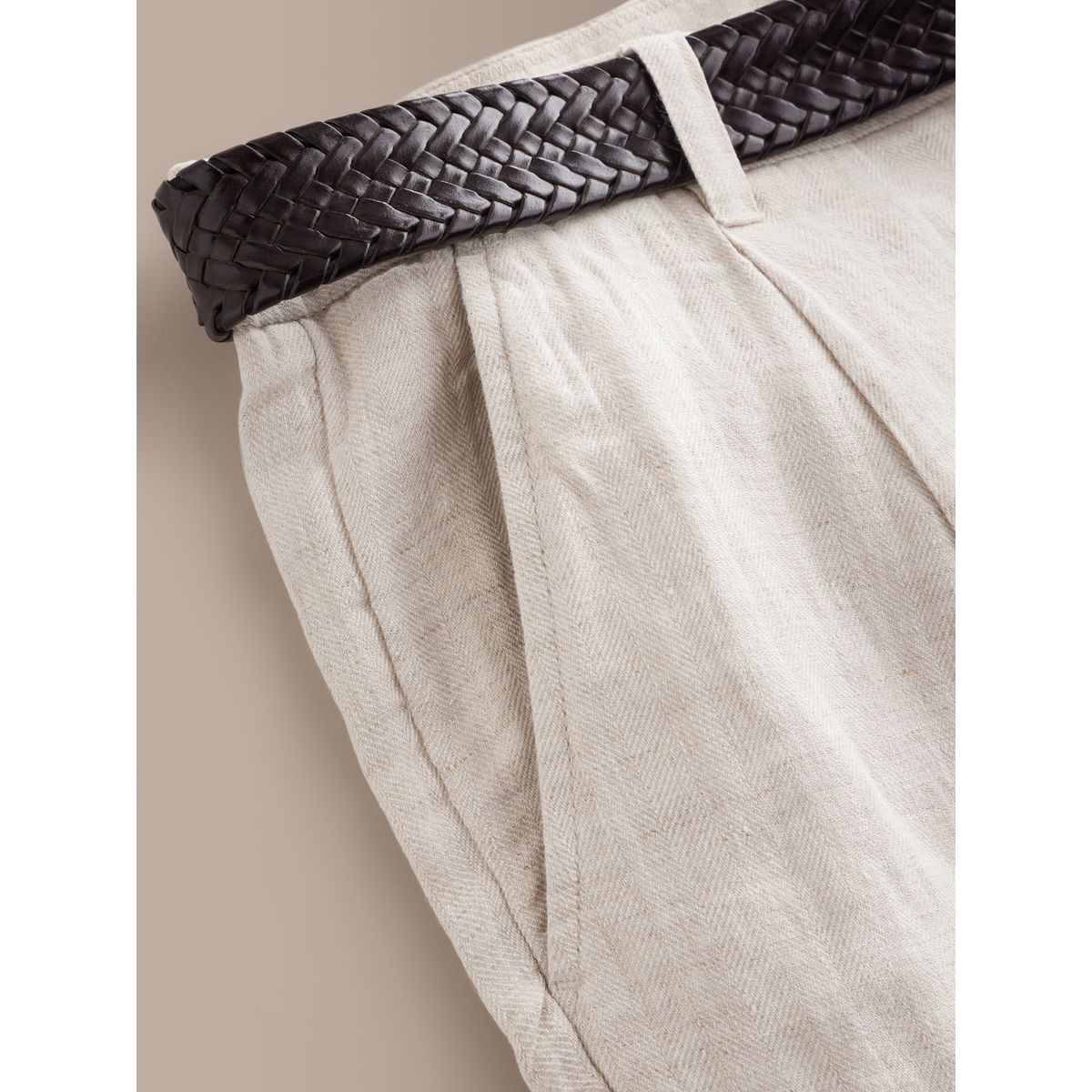 Pantalon lin à chevrons signature os, NEXT