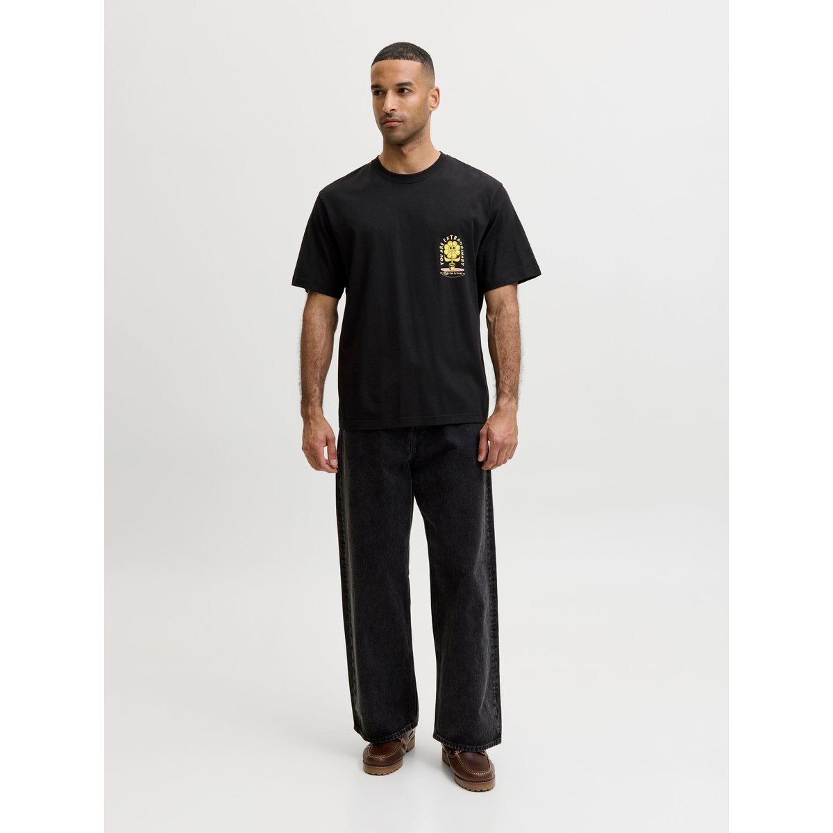 T-shirt graphique logo dos noir, JACK & JONES