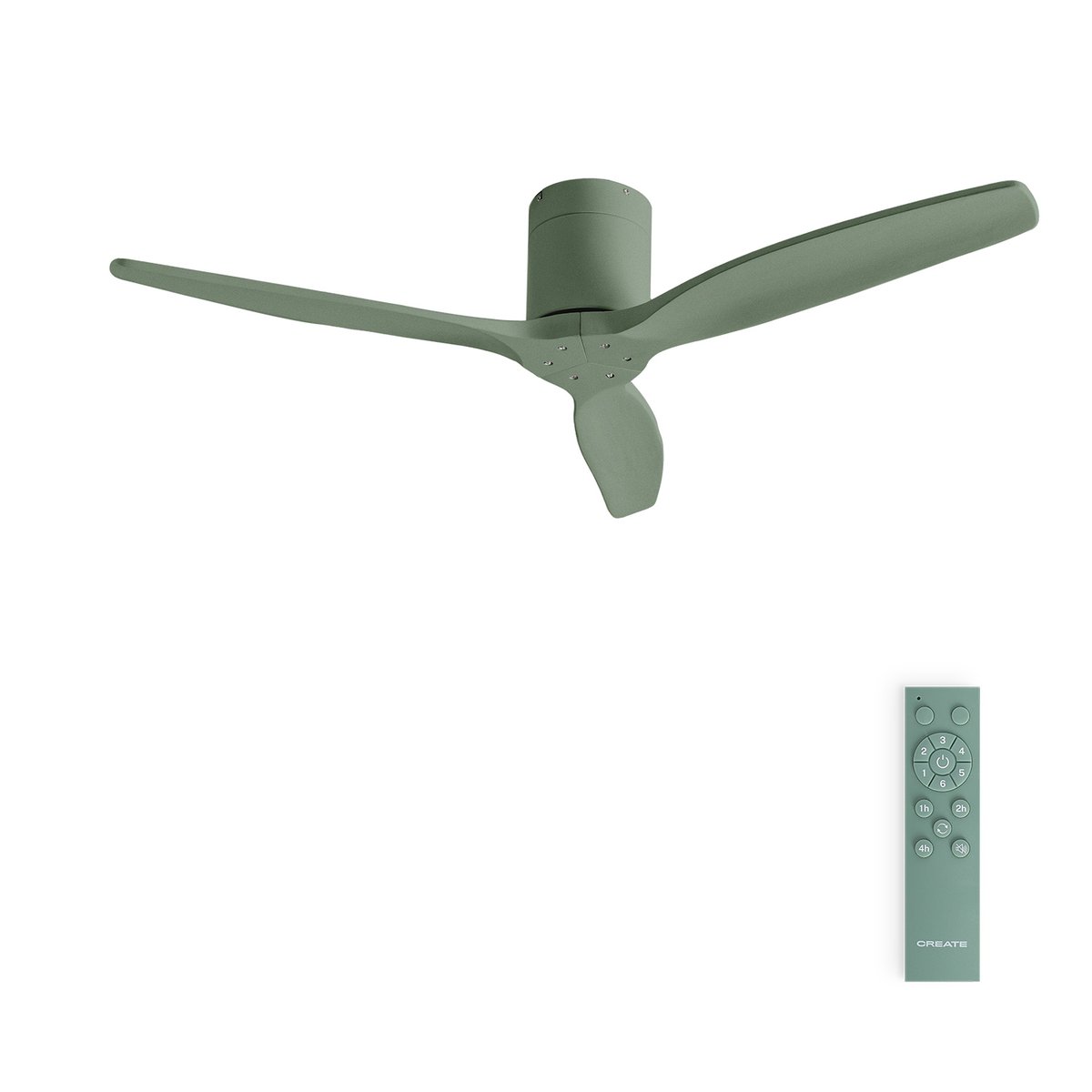 Ventilateur de plafond avec pales techniques en ABS sans lumière et télécommande WIND CALM blanc/blanc, CREATE