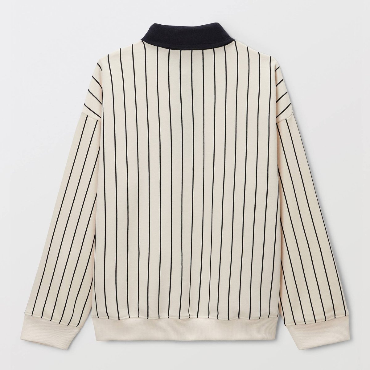 Sweat col polo rayé en coton BIO GOTS naturel, MONOPRIX