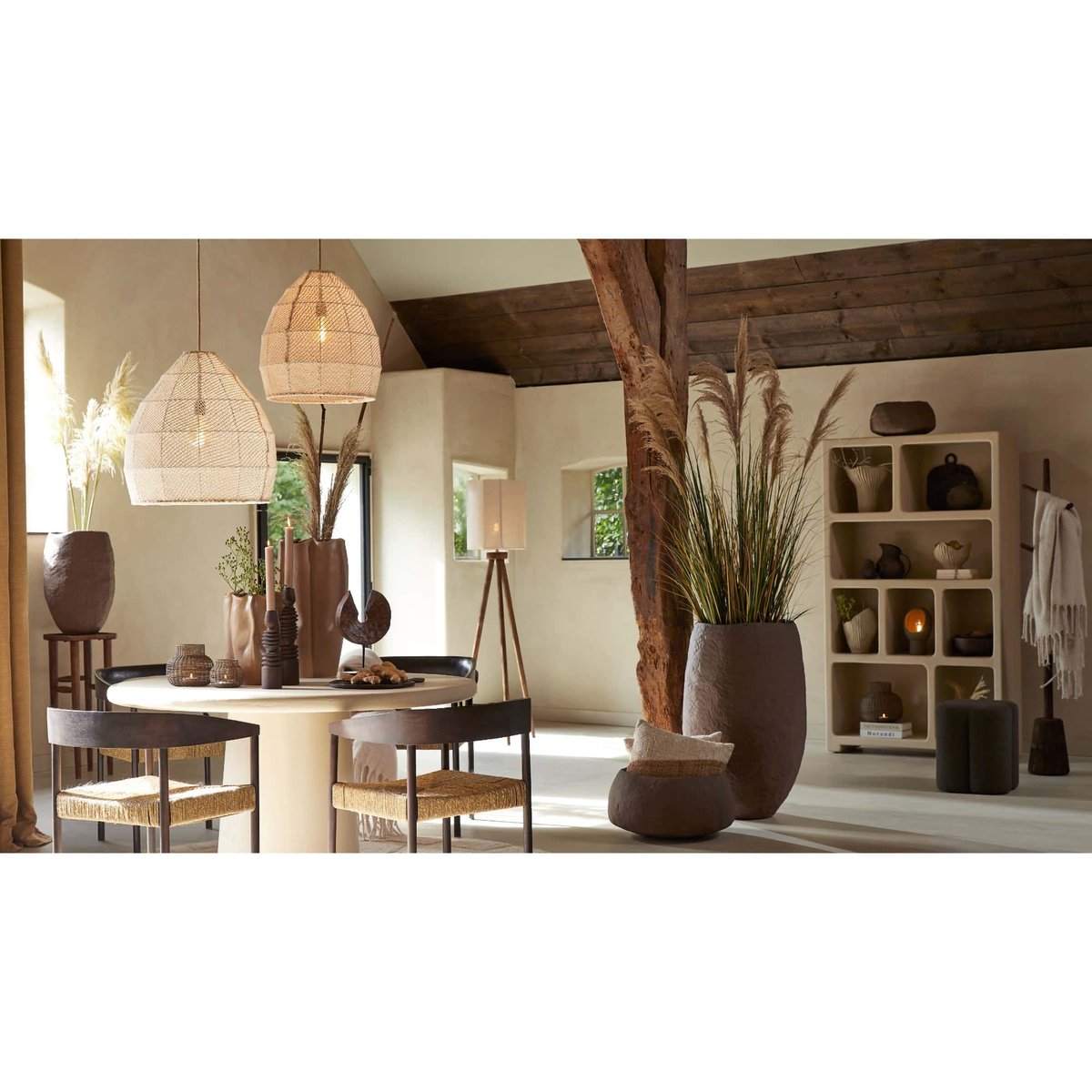 Lampe Suspendue Textiles MAKASSAR crème, LIGHT & LIVING