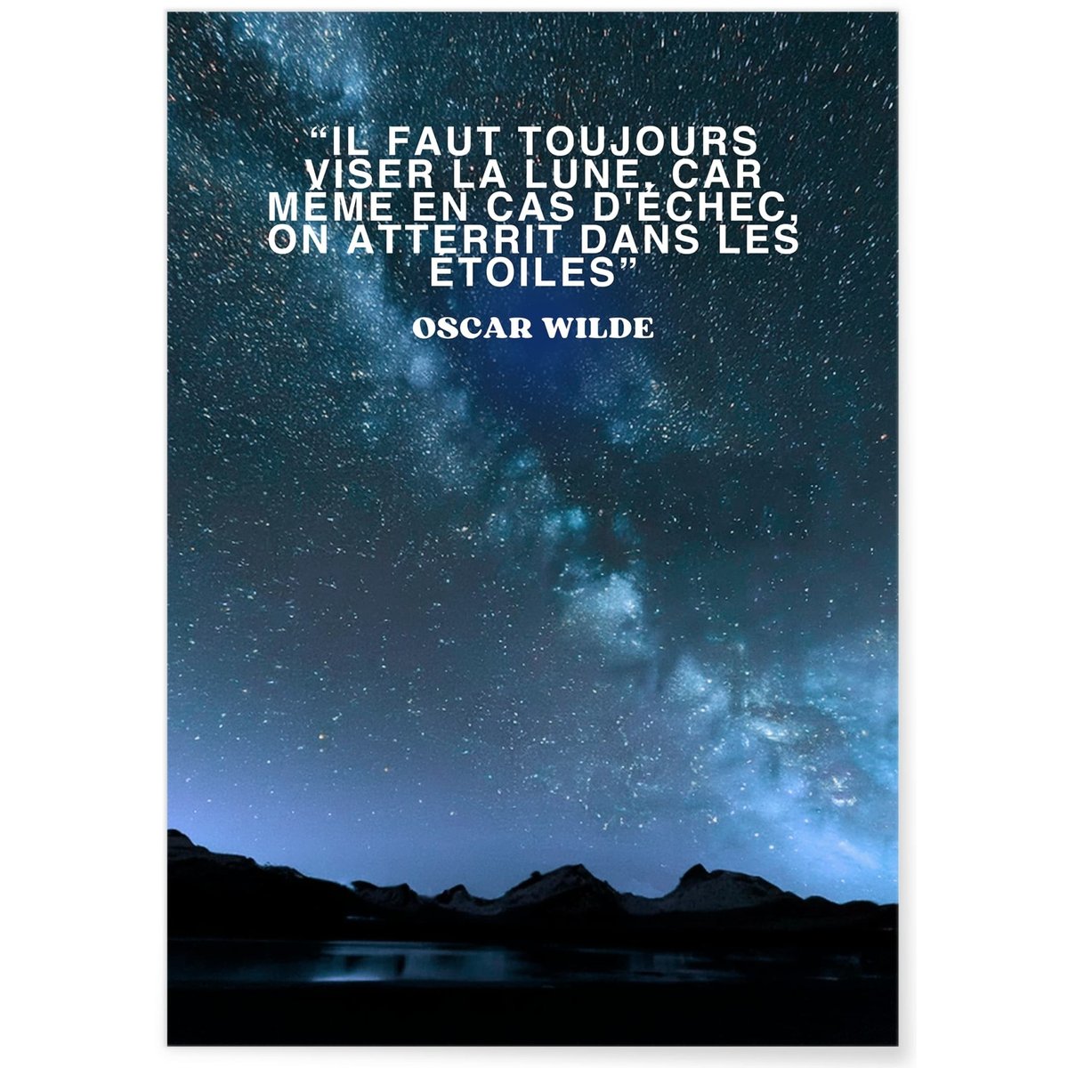 Affiche Motivation Viser la Lune - Oscar Wilde blanc, L'AFFICHERIE