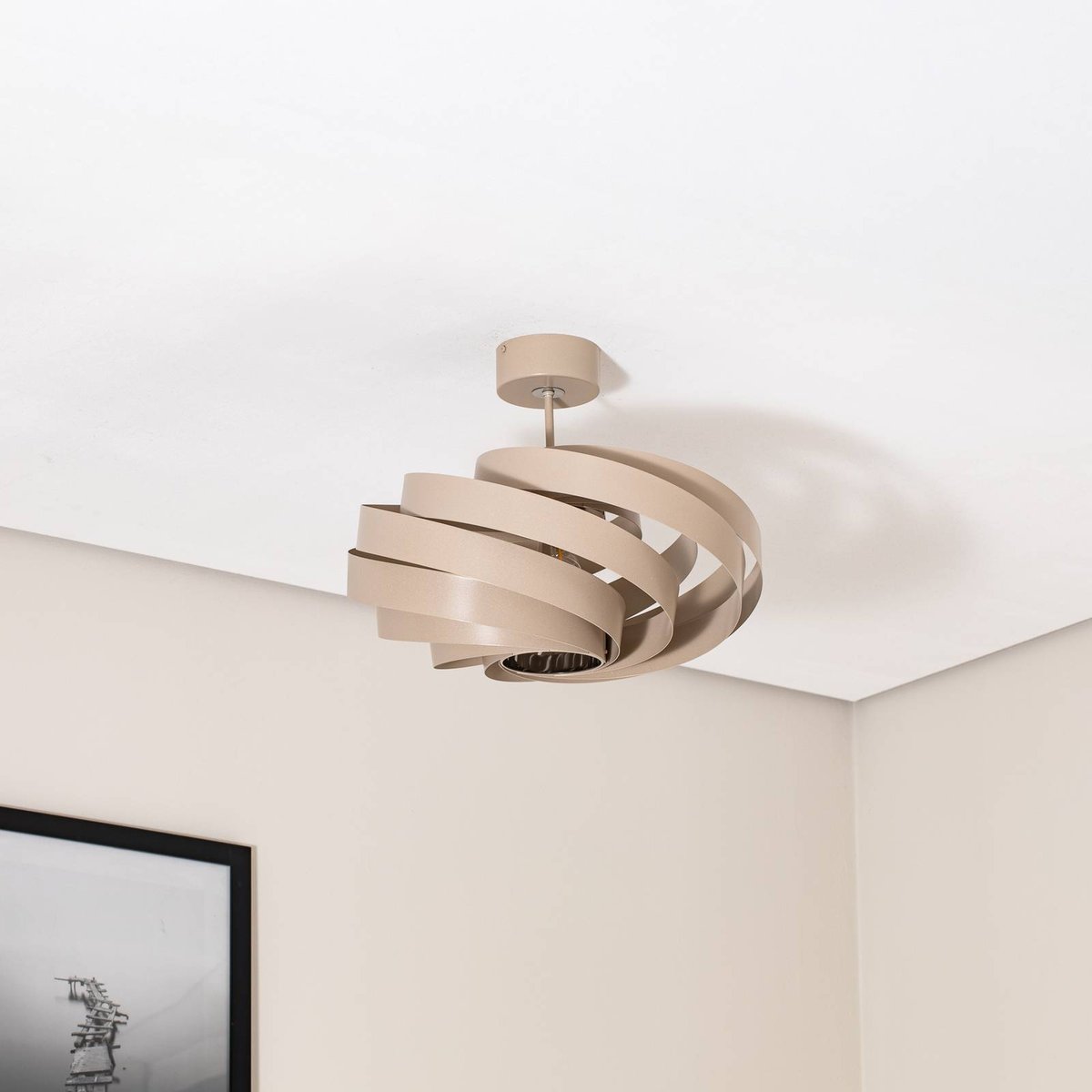Plafonnier en métal moderne, Vento beige, EULUNA