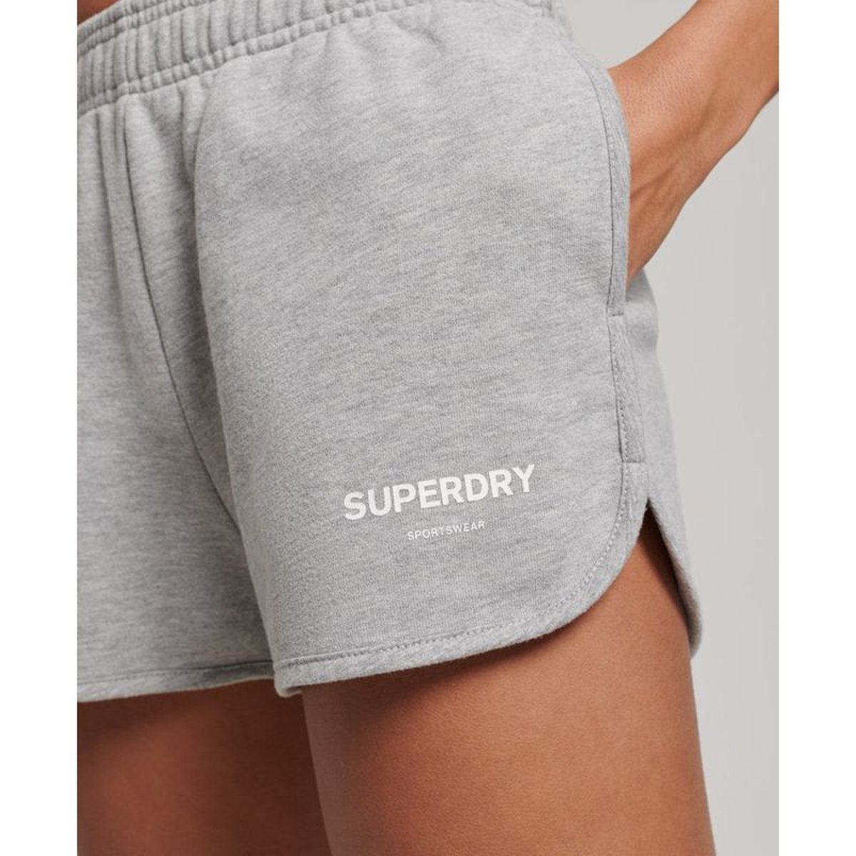 Short de survêtement Core Sport gris chiné, SUPERDRY