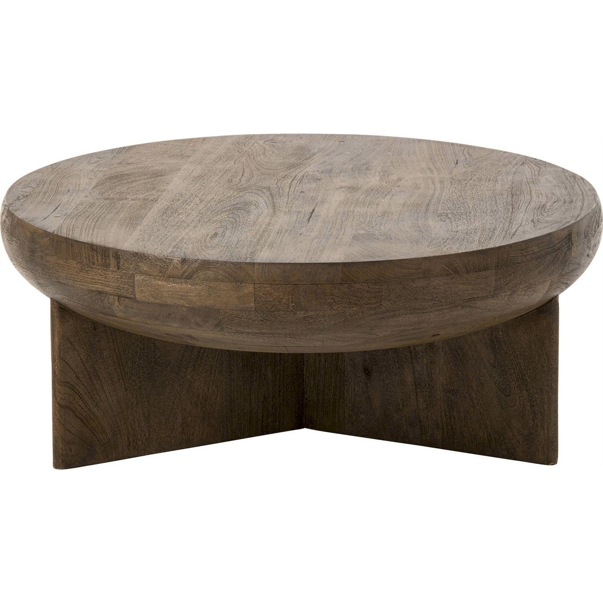 Table basse ronde en bois de manguier marron foncé, RECOLLECTION