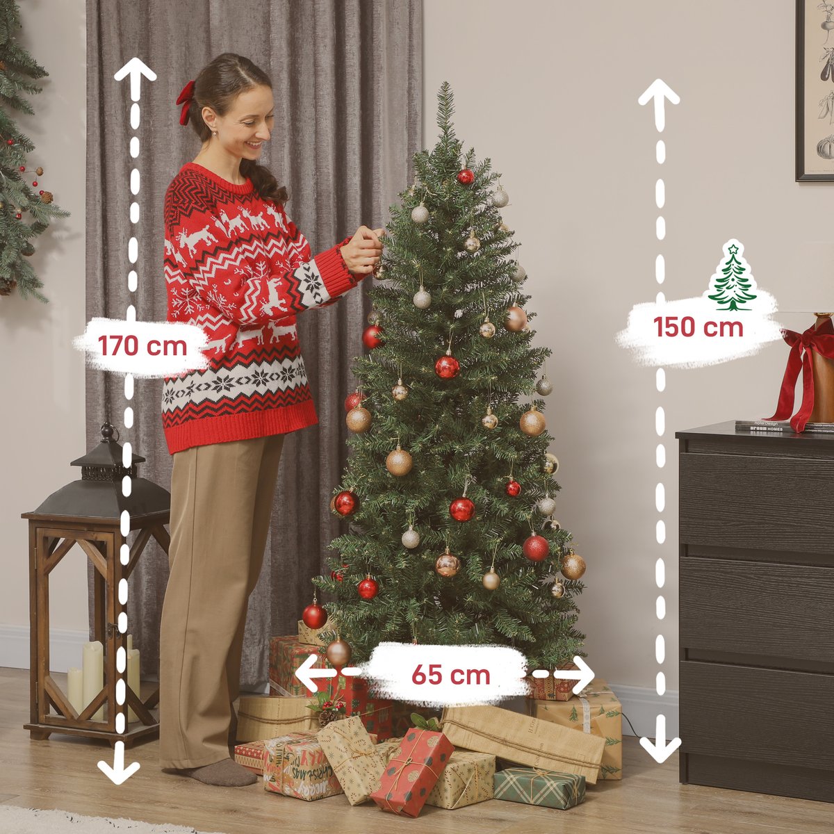 Sapin de Noël Plastique Vert vert, HOMCOM