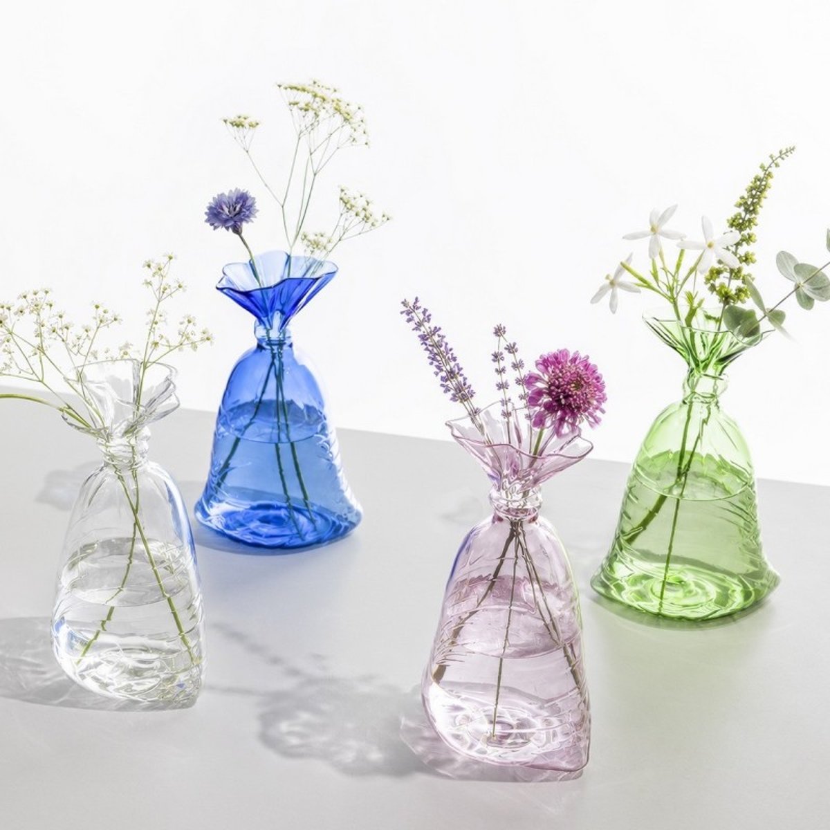 Vase verre design Fleur-a-porter bleu, ICHENDORF
