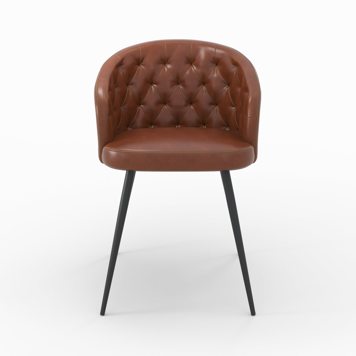 Chaise en cuir de buffle et pieds en métal - ANATOLE marron, MAISON PAVANE