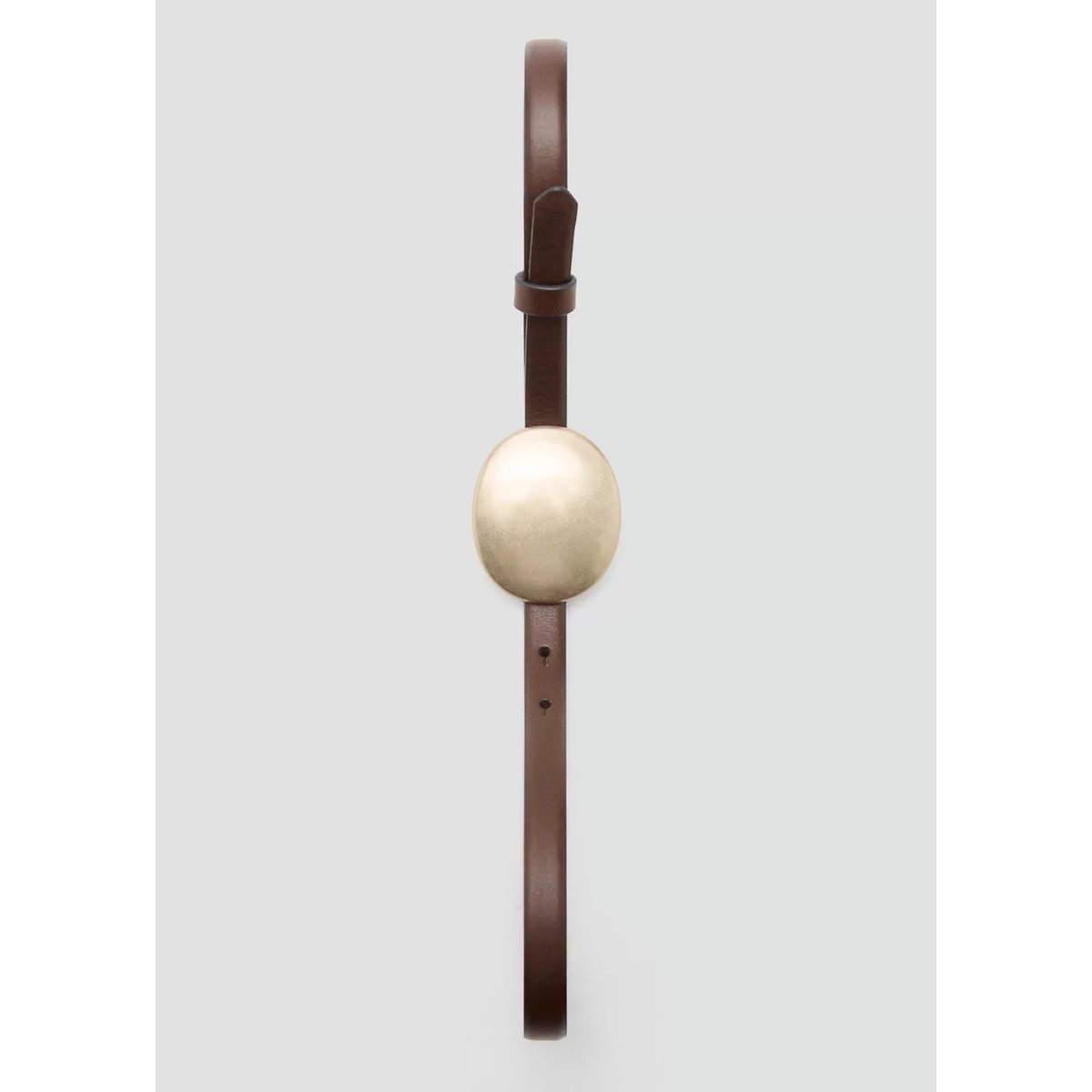 Ceinture cuir boucle ronde chocolat, MANGO