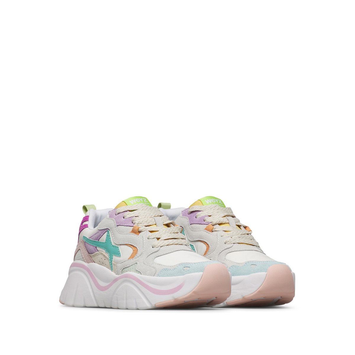 Sneakers en daim et tissu technique MIA-W. céleste-blanc, W6YZ