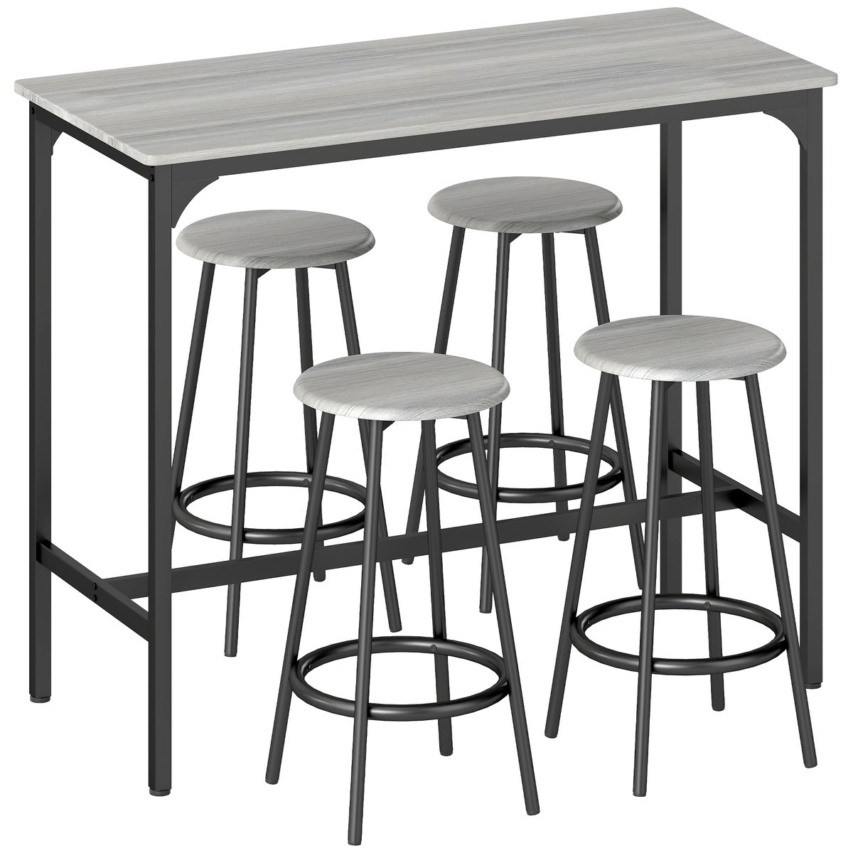 Ensemble de table de bar MDF Gris gris, noir, HOMCOM