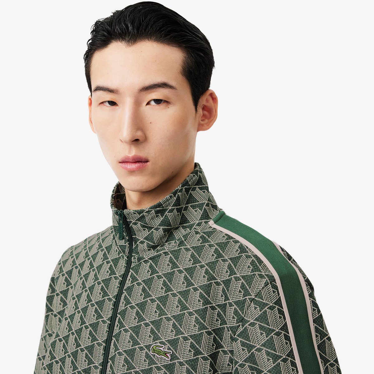 Veste de survêtement zippée Paris jacquard vert-d1r, LACOSTE