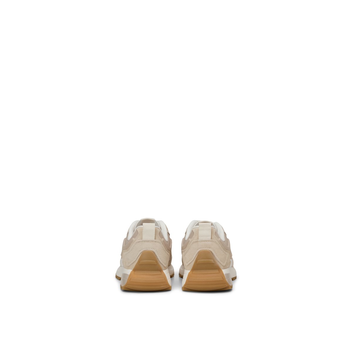 Sneaker modèle Maxi en cuir de vache et polyester recyclé beige, MARC O'POLO